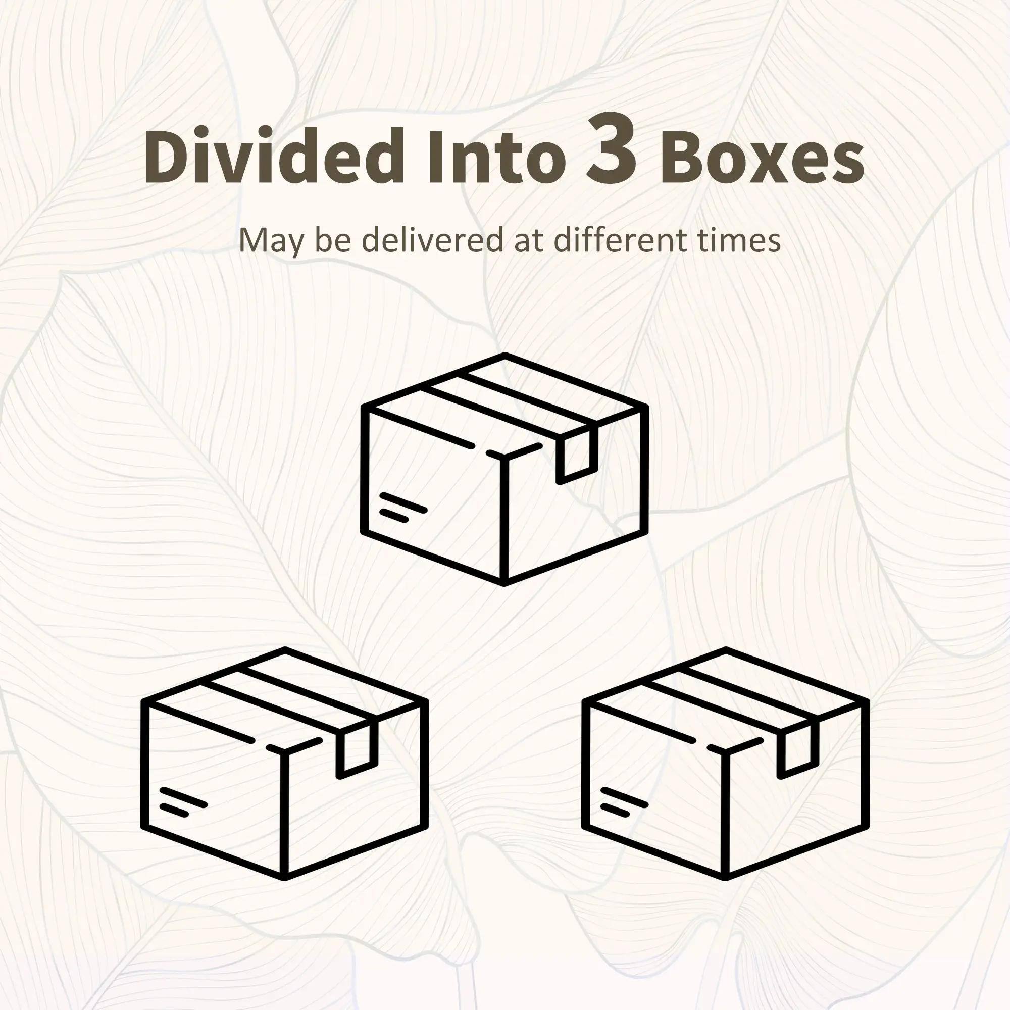 Divided Into 3 Boxes

May be delivered at different times