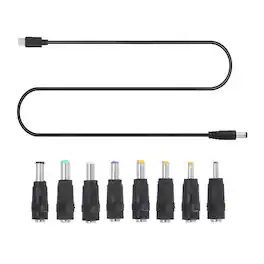 Unique Bargains - USB-C to DC PD Adapter w/ 8 Tips, 1m/3.3ft, 12V PD Trigger Cable for Router, Laptop, Speaker - Black