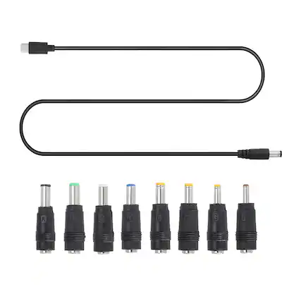 Front. Unique Bargains - USB-C to DC PD Adapter w/ 8 Tips, 1m/3.3ft, 12V PD Trigger Cable for Router, Laptop, Speaker - Black.