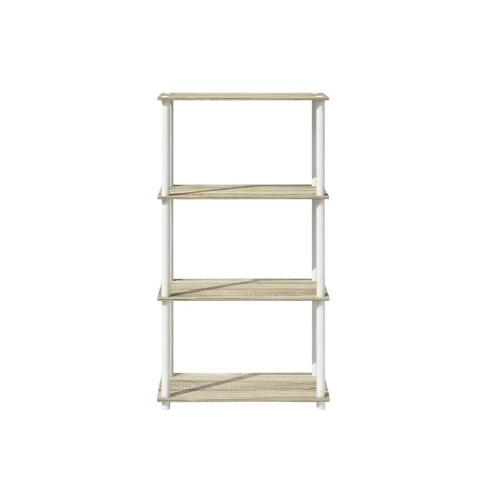 Back. FurniFact - Wooden Bookcase with Open Shelves for Home Office Storage - Sonoma Oak/White.
