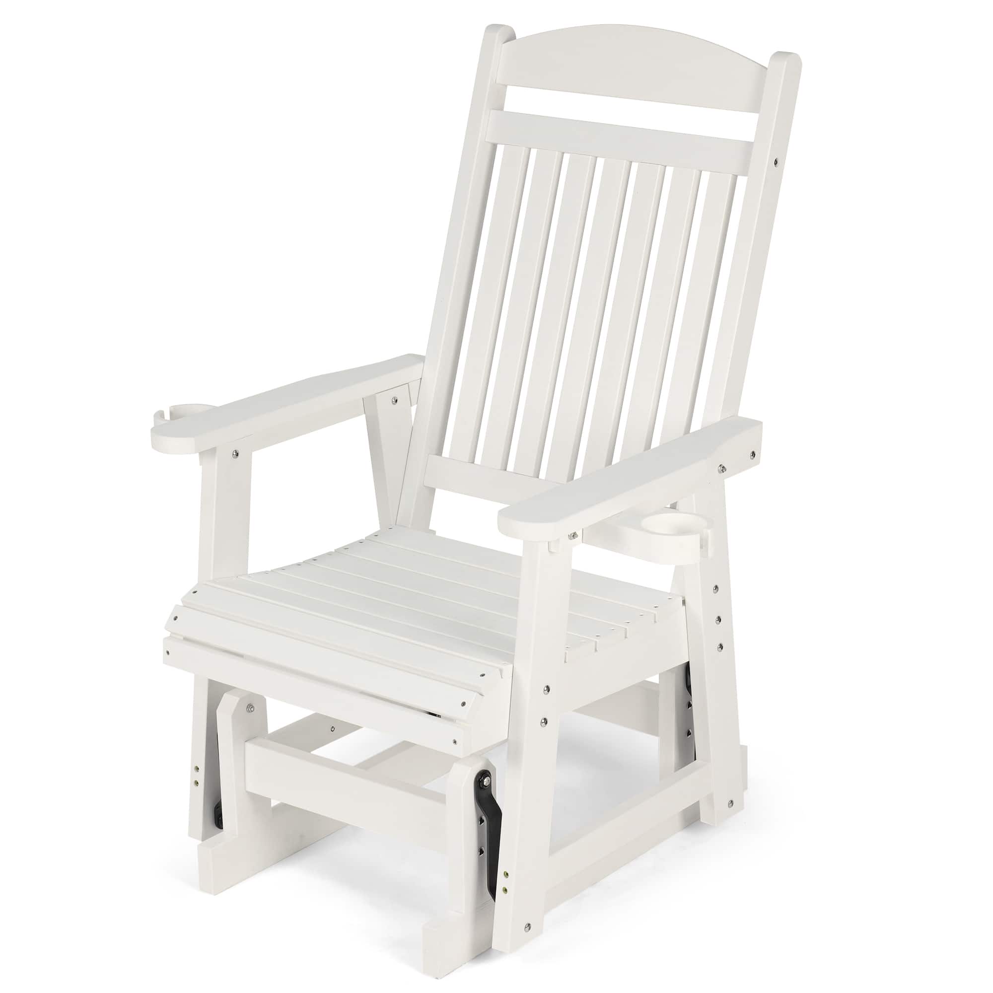 Photos - Garden Furniture FORTUNE Candy - HIPS Outdoor Patio Glider with Cup Holders, Heavy Duty 700 LBS Capacity for Porch Yard Garden - White GTS001