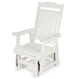 Fortune Candy - HIPS Outdoor Patio Glider with Cup Holders, Heavy Duty 700 LBS Capacity for Porch Yard Garden - White