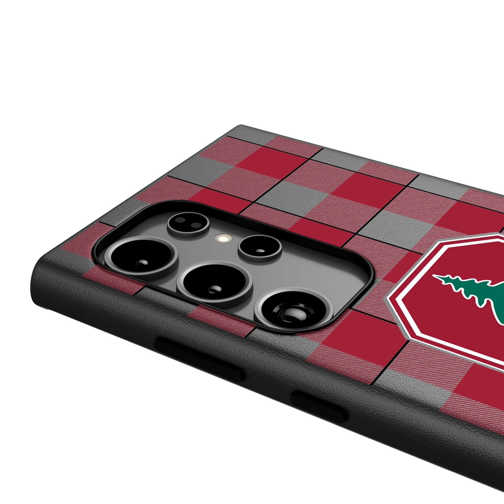 Alt View 3. Keyscaper - Stanford Cardinal Plaid Galaxy Magnetic Bump Case - S25 Ultra - Black.