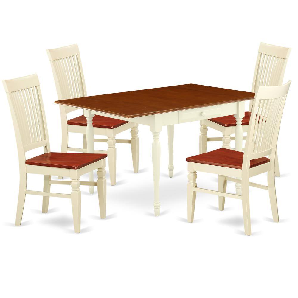 Front. East West Furniture - Dining Room Set Buttermilk & Cherry - Brown.