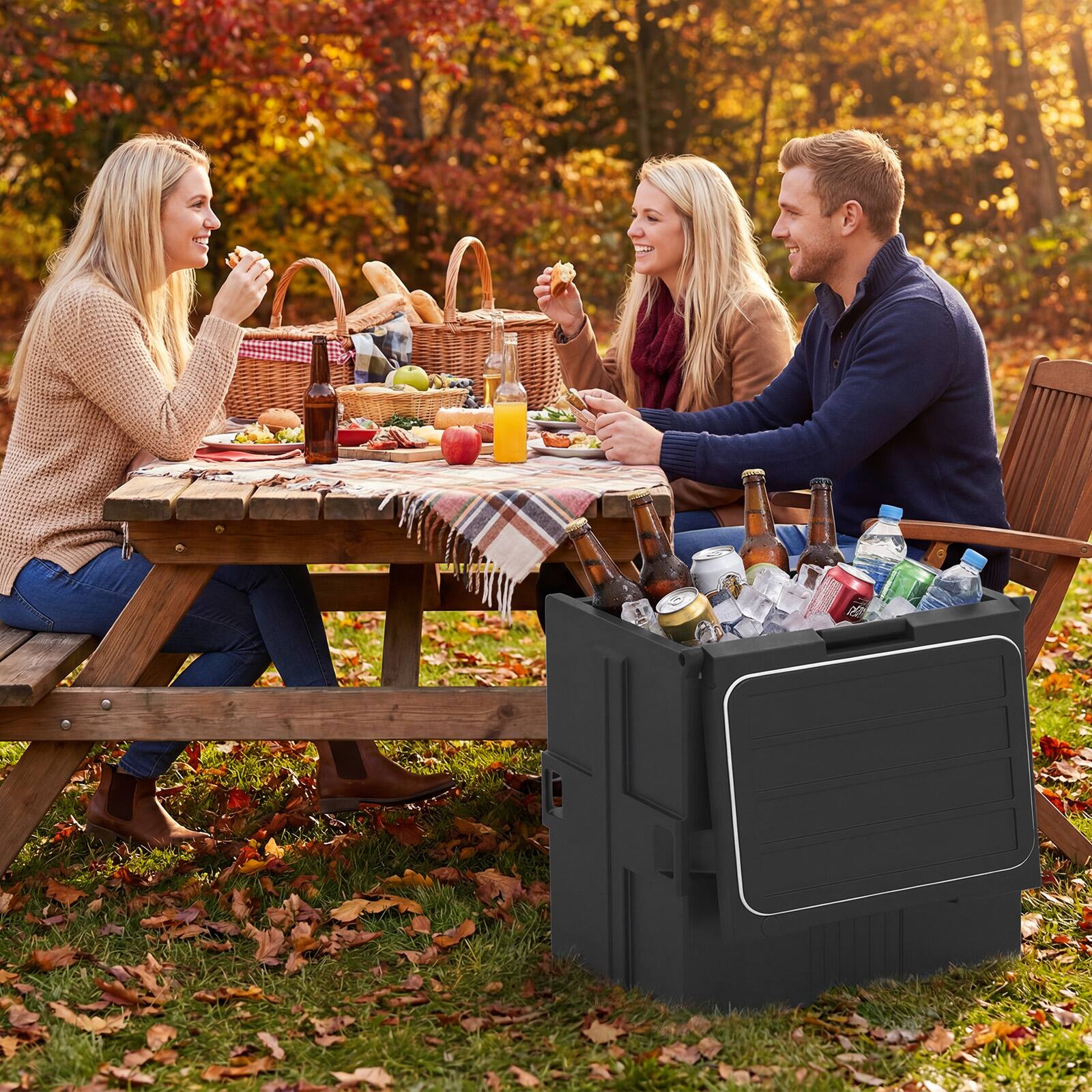Alt View 1. Costway - Costway 2Pcs Insulated Food Pan Carrier, Front Loading Food Warmer Cooler withDoor Shafts - Black.