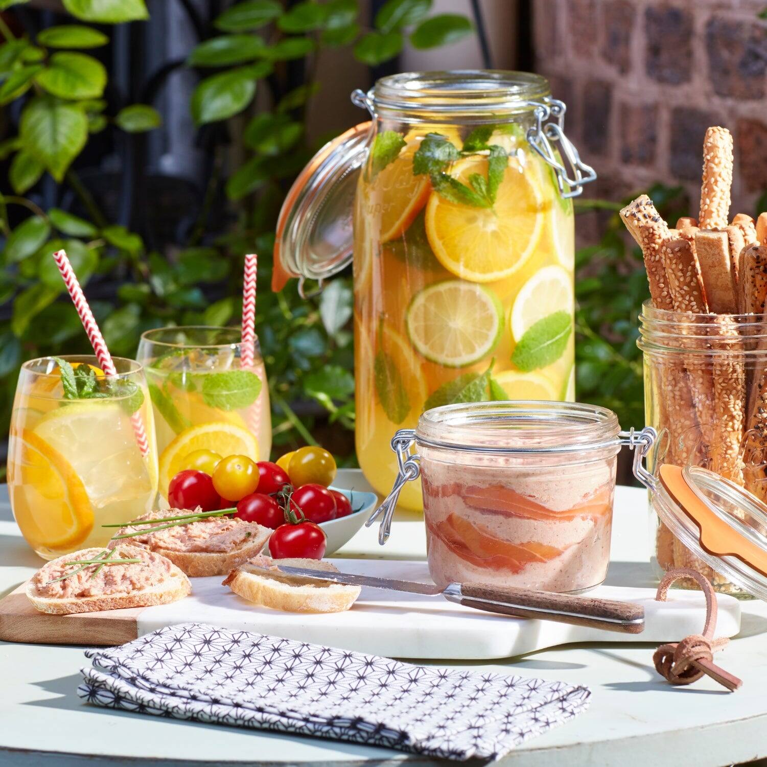Alt View 3. Le Parfait - Super Jar - 3L French Glass Canning Jar w/Round Body, Airtight Rubber Seal & Glass Lid, 96oz/3 Quarts (Pack of 3).