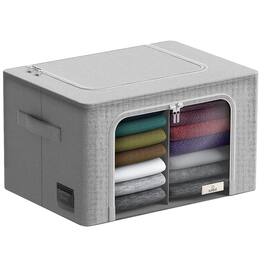 Sorbus - 1-Pc Storage Bins with Divided Interior, Large Stackable & Foldable Organizer Containers with Metal Frame - Gray