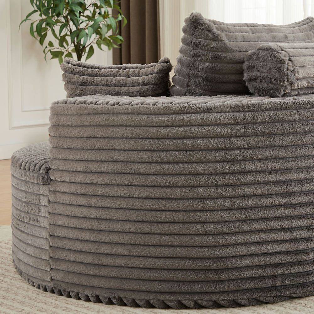 Alt View 5. Kadyn - 50"L Corduroy Single Sofa, Fluffy Modern Sleeper Chair for Living Room & Bedroom, No Assembly, Gray - Gray.