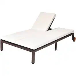 Kadyn - Outdoor Chaise Lounge Chair, 2-Person Patio Rattan Lounge Chair with Adjustable Backrest - White