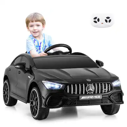 Front. Costway - Costway 12V Kids Ride on Car w/Remote Rocking Function Transport Wheels Lights & Music - Black.