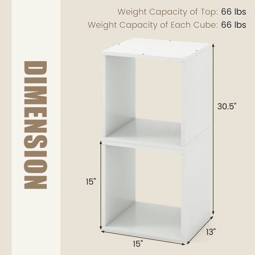 DIMENSION  
Weight Capacity of Top: 66 lbs  
Weight Capacity of Each Cube: 66 lbs  

30.5"  
15"  
13"  
15"