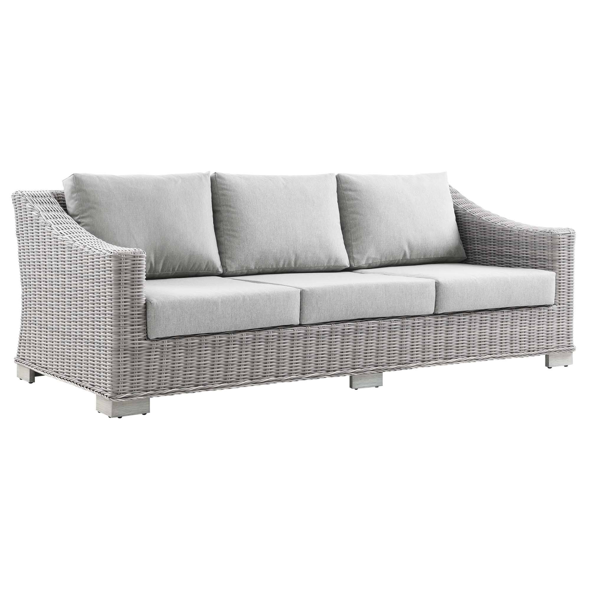 Angle. Modway - Conway Outdoor Patio Wicker Rattan Sofa by Modway - Light Gray Gray.