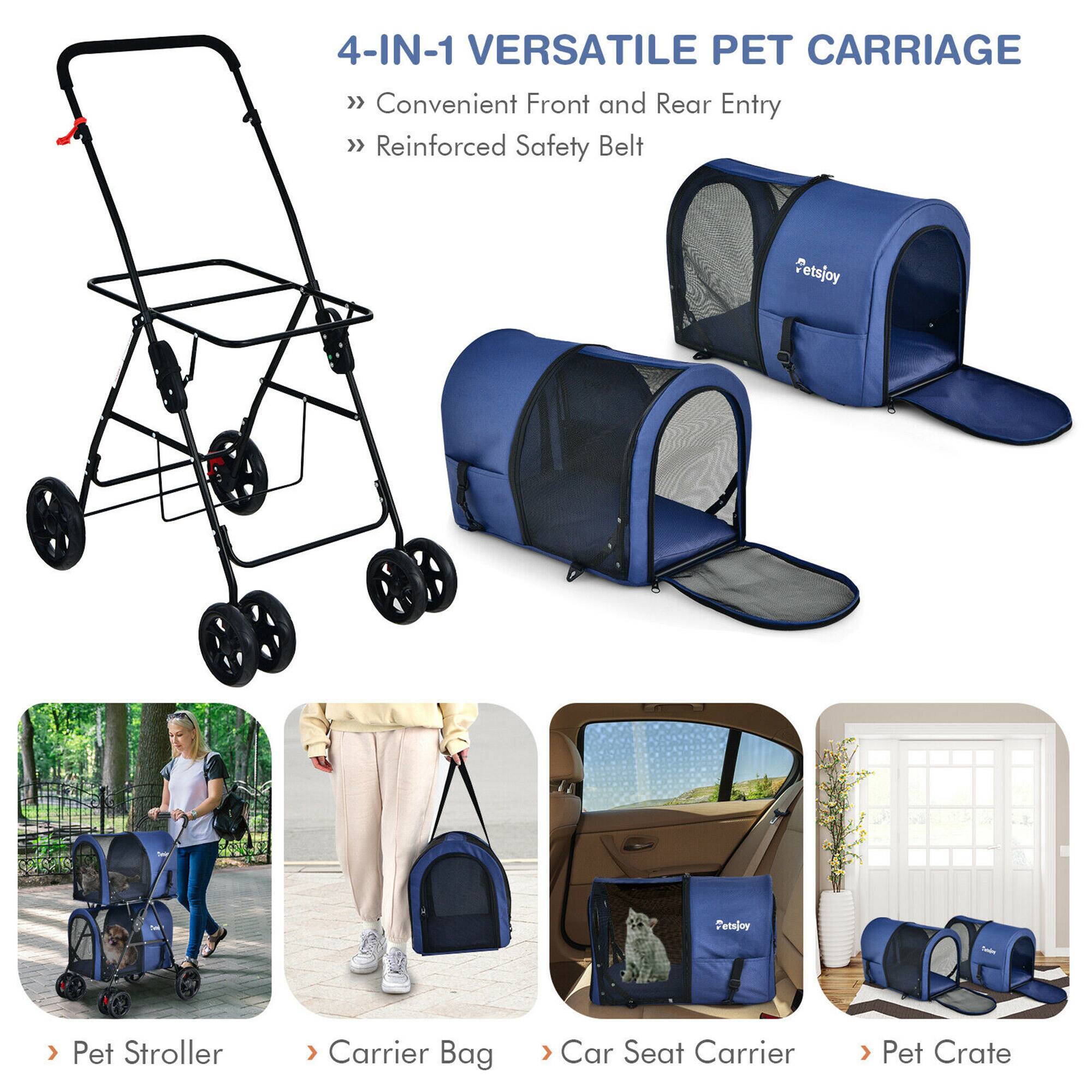 4-IN-1 VERSATILE PET CARRIAGE

- Convenient Front and Rear Entry
- Reinforced Safety Belt

- Pet Stroller
- Carrier Bag
- Car Seat Carrier
- Pet Crate