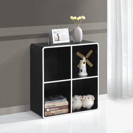 Kings Brand Furniture - Dothan Wood 4-Cubed Open Bookcase - Storage Shelf Organizer Bookshelf - Black