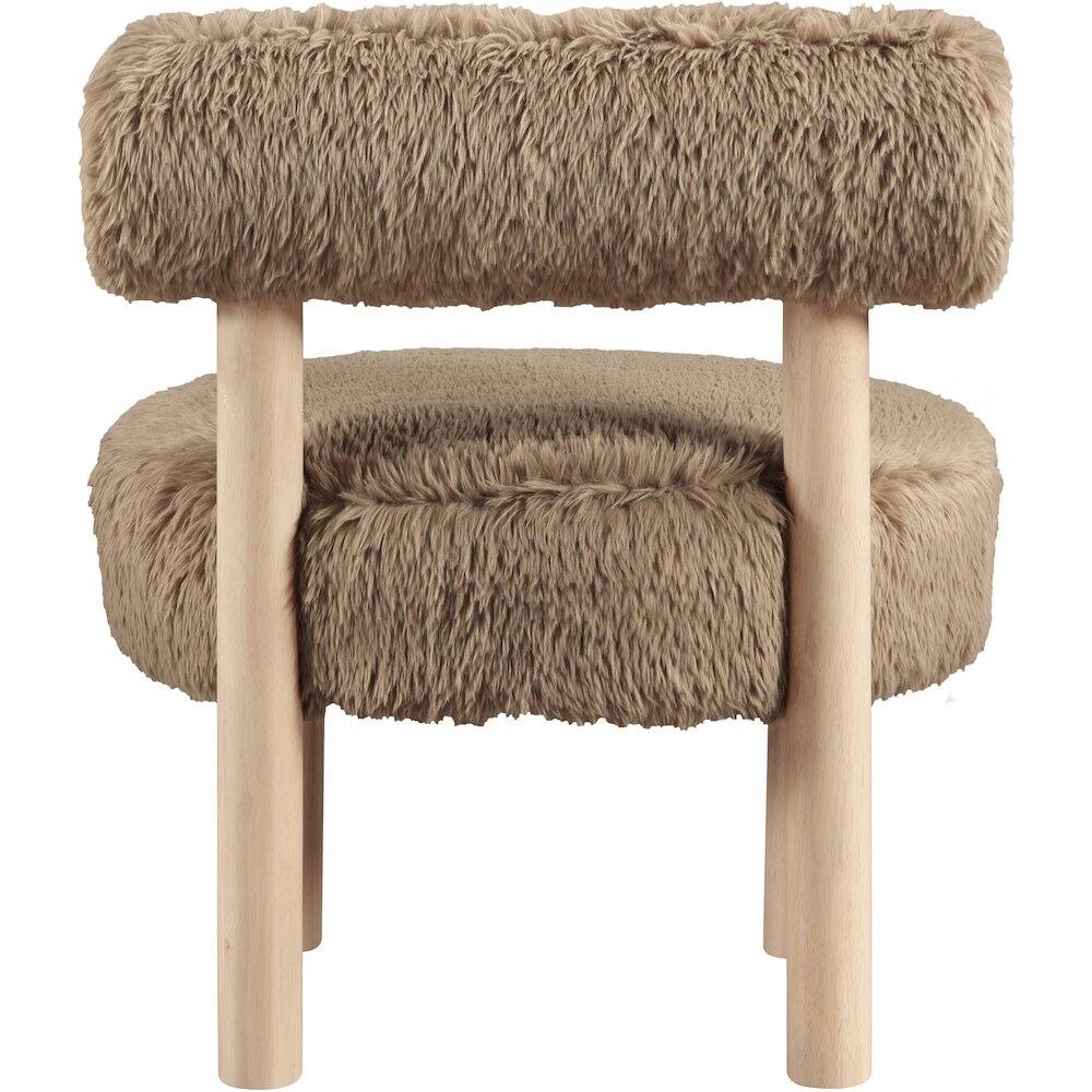 Alt View 2. Meridian Furniture - Ambre Tan Vegan Shearling Fabric Upholstered Accent Chair - Brown.
