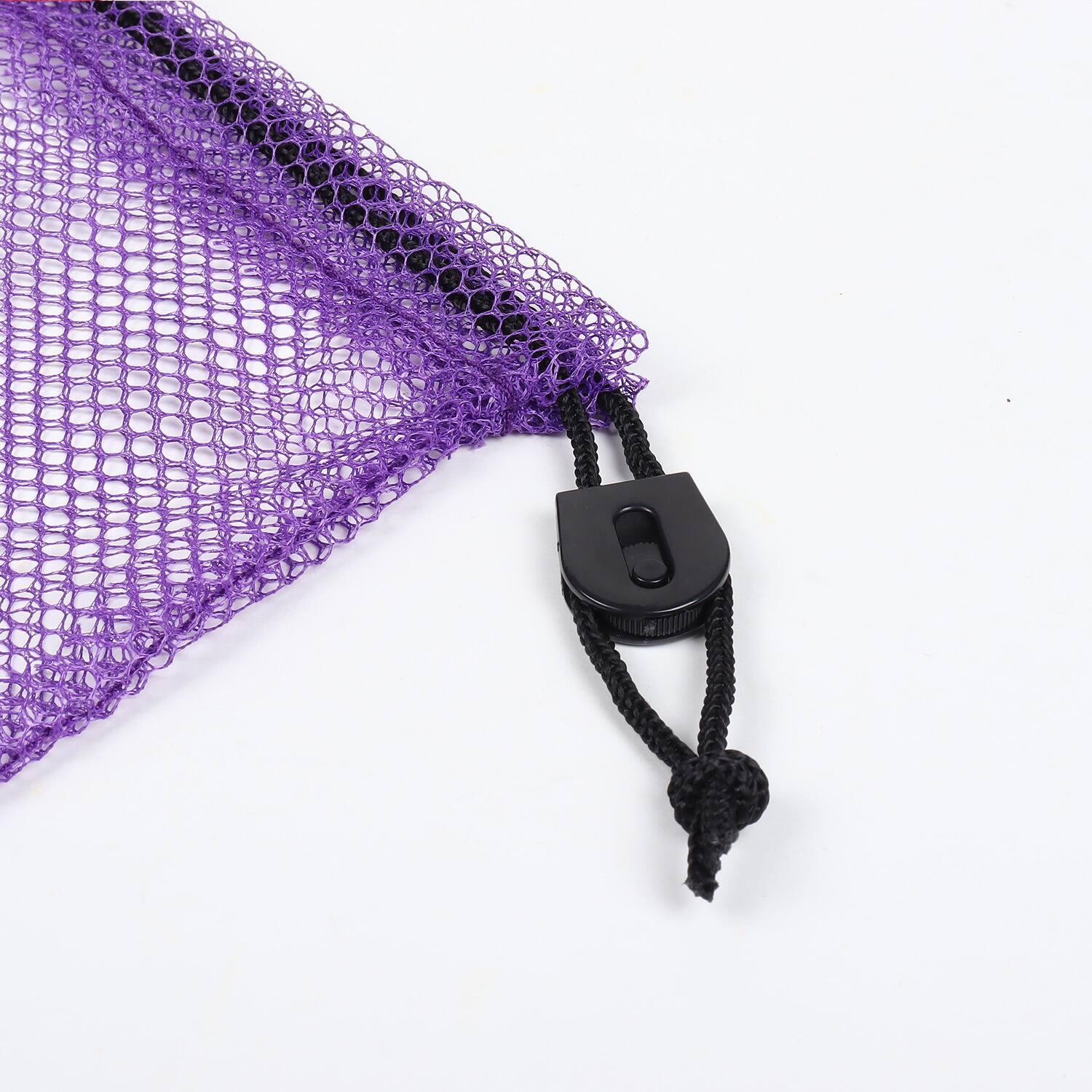 Alt View 2. GSE Games & Sports Expert - 18"x12" Mesh Drawstring Net Bag, Sports Equipment Storage Bag for Gym Gear, Clothes...(Purple-6pack) - purple.