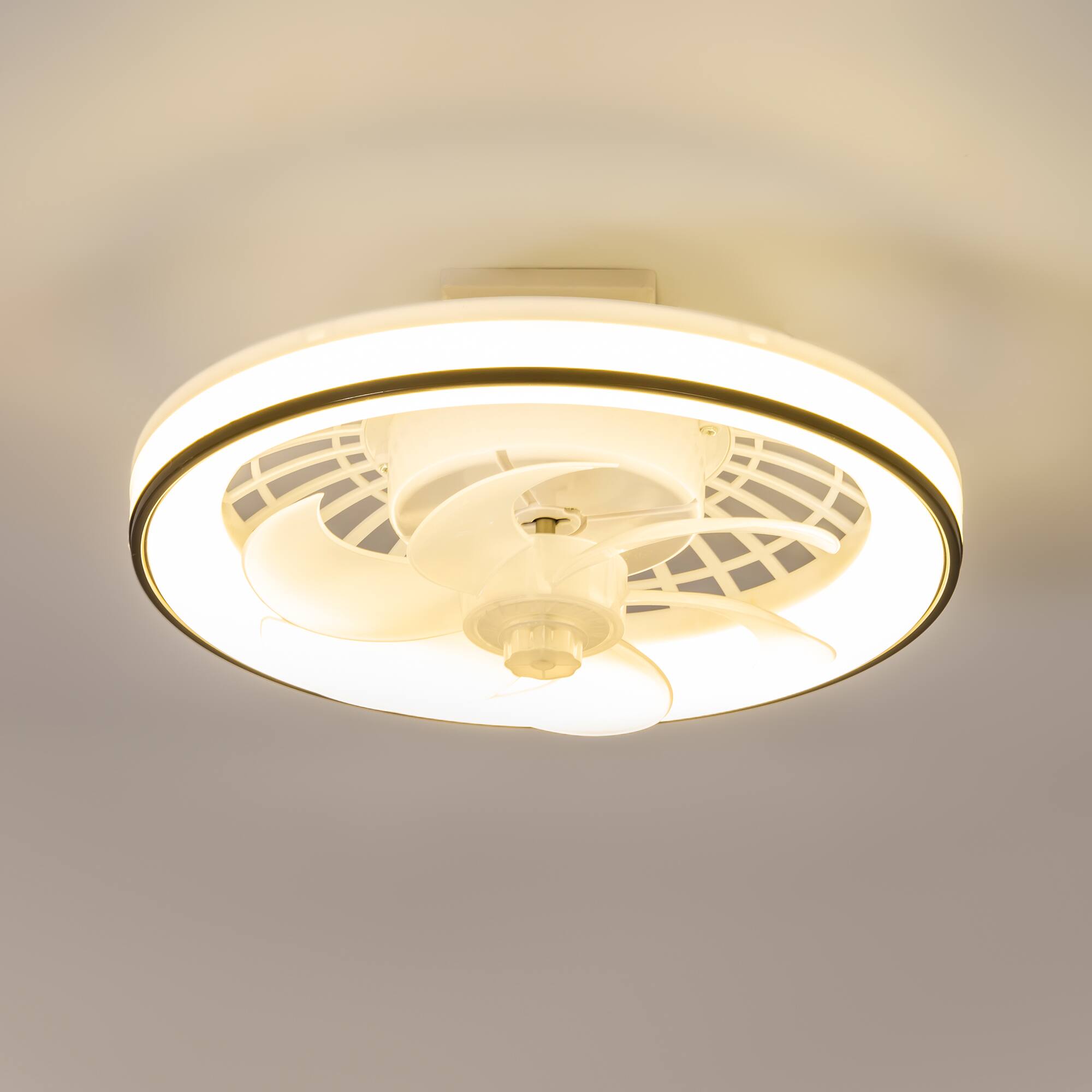 Alt View 6. Breezary - Breezary 13-Inch Multi-Directional Ceiling Fan, 3-Color Light, 7 ABS Blades, DC Motor, 6-Speed Remote & Memory Function - Matte White and Black.