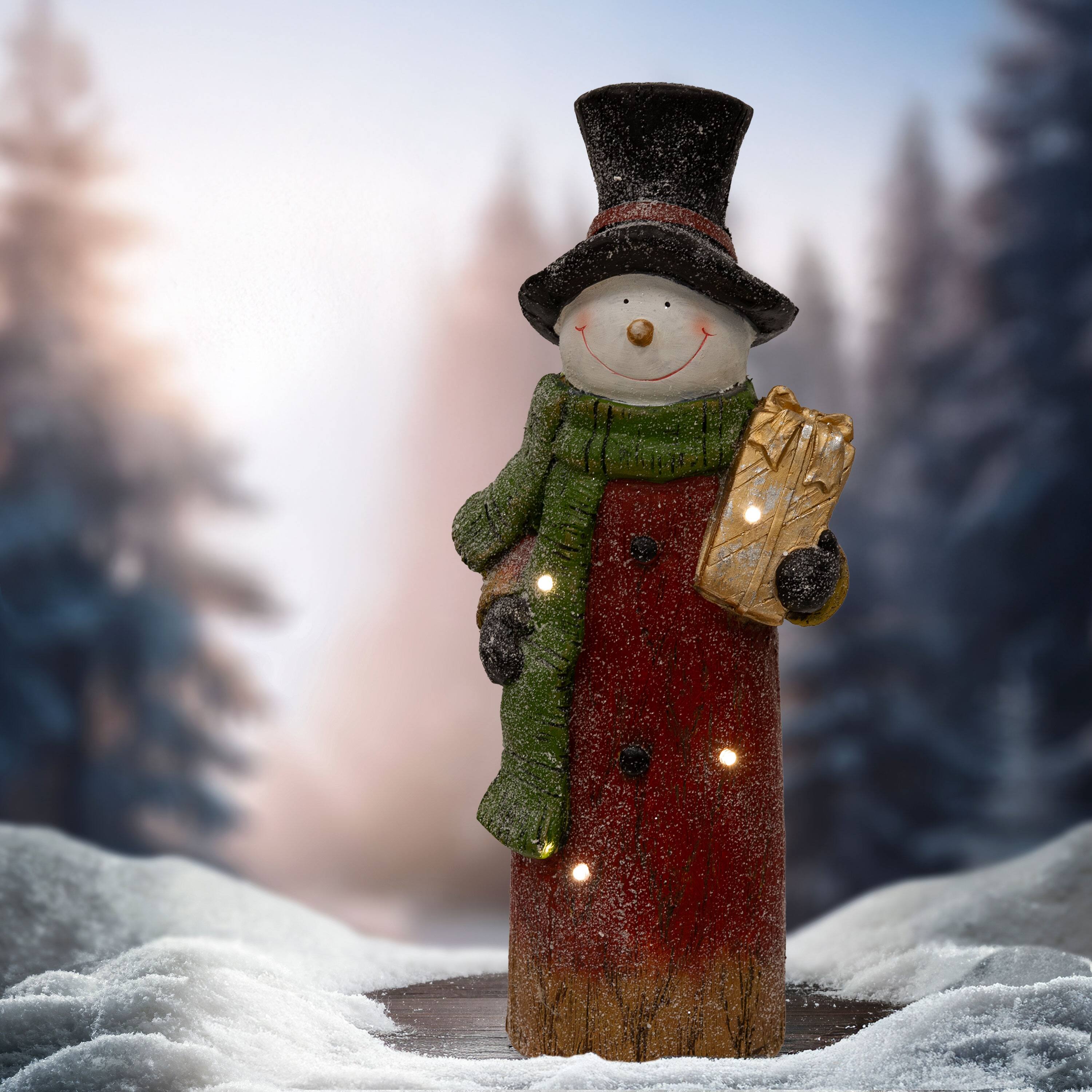 Alt View 5. Sunnydaze - Classic Frosty Indoor Pre-Lit LED Christmas Statue - 23.5 in - Red.