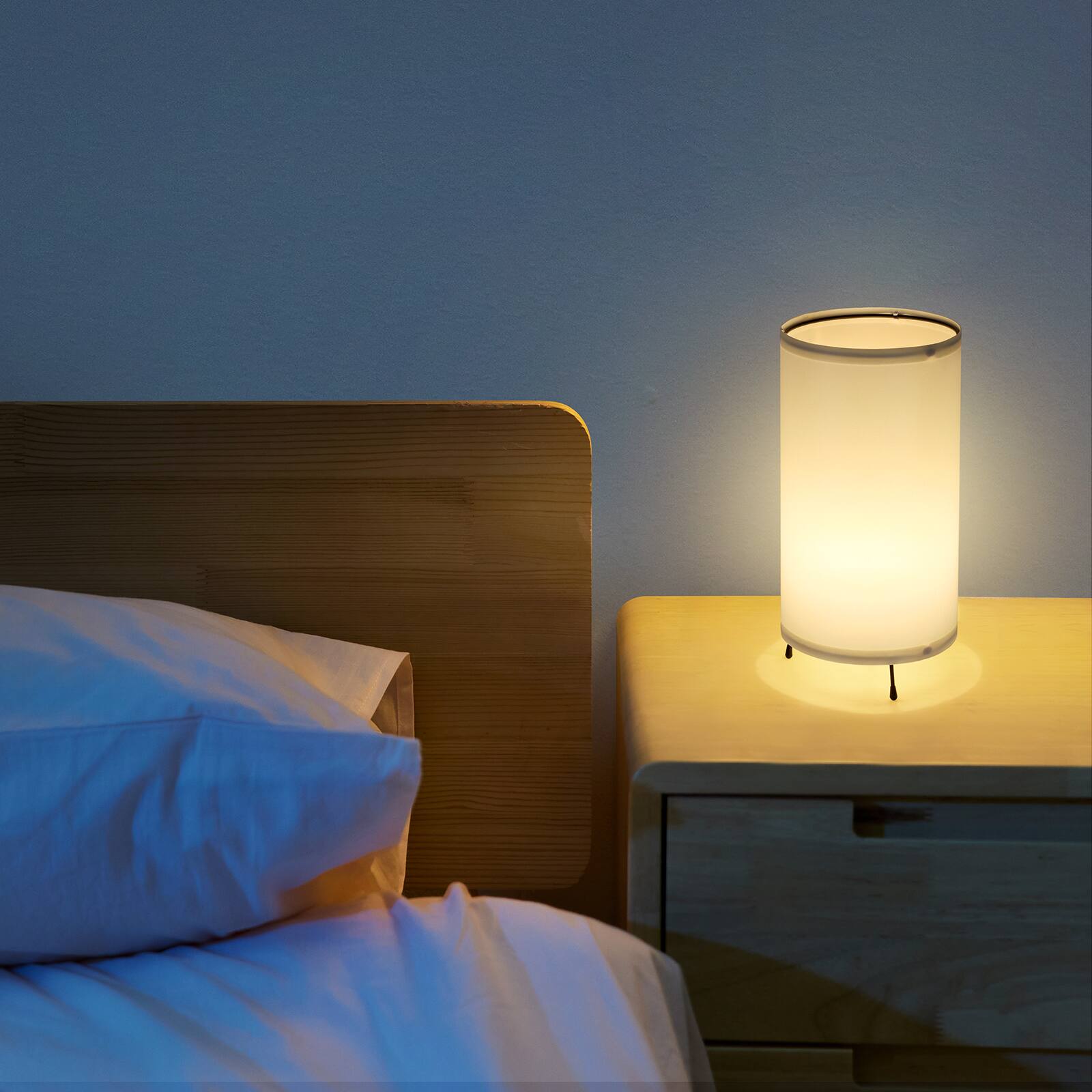 Alt View 2. Oumilen - Set of 2 White Cylinder Fabric Table Lamps, 9.85in Tall, E26 Socket, Bulbs Not Included.