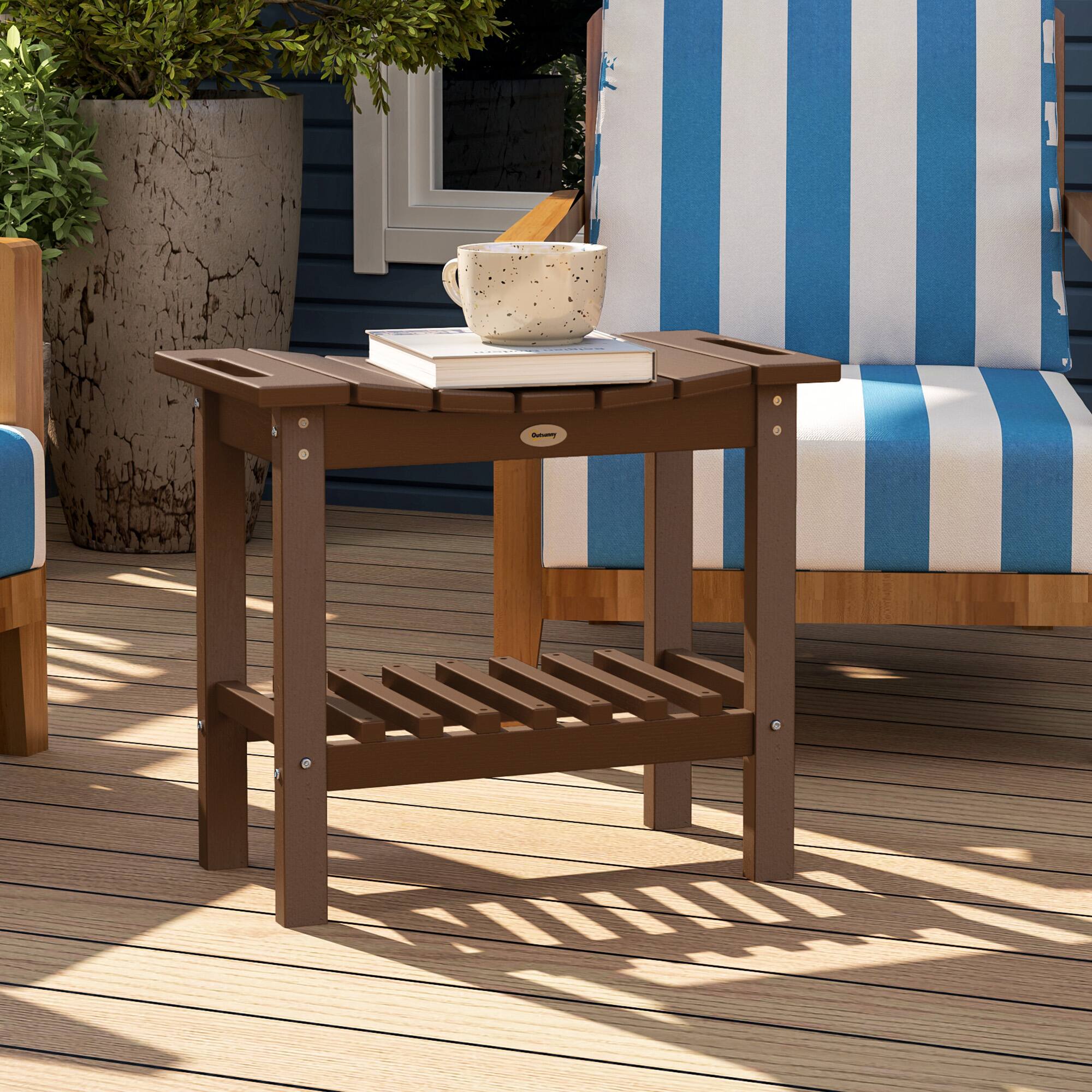 Alt View 7. Outsunny - Shower Bench for Inside Shower, HDPE Shower Stool with Handle, Storage Shelf, Non-Slip Pads - Brown.