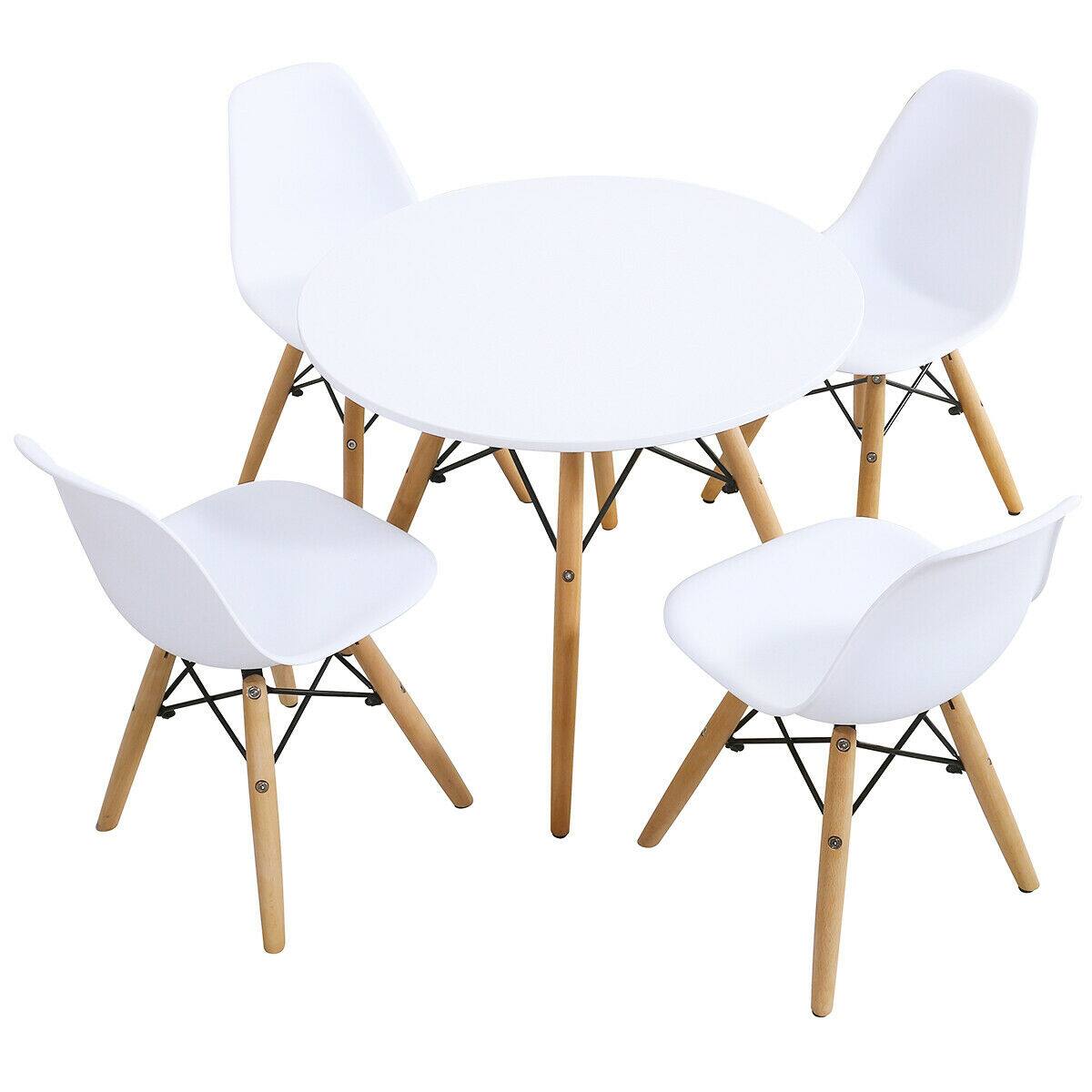 Alt View 7. Gymax - Gymax 5 Piece Kids Table Set Round Table w/ 4 Armless Chairs White - White.