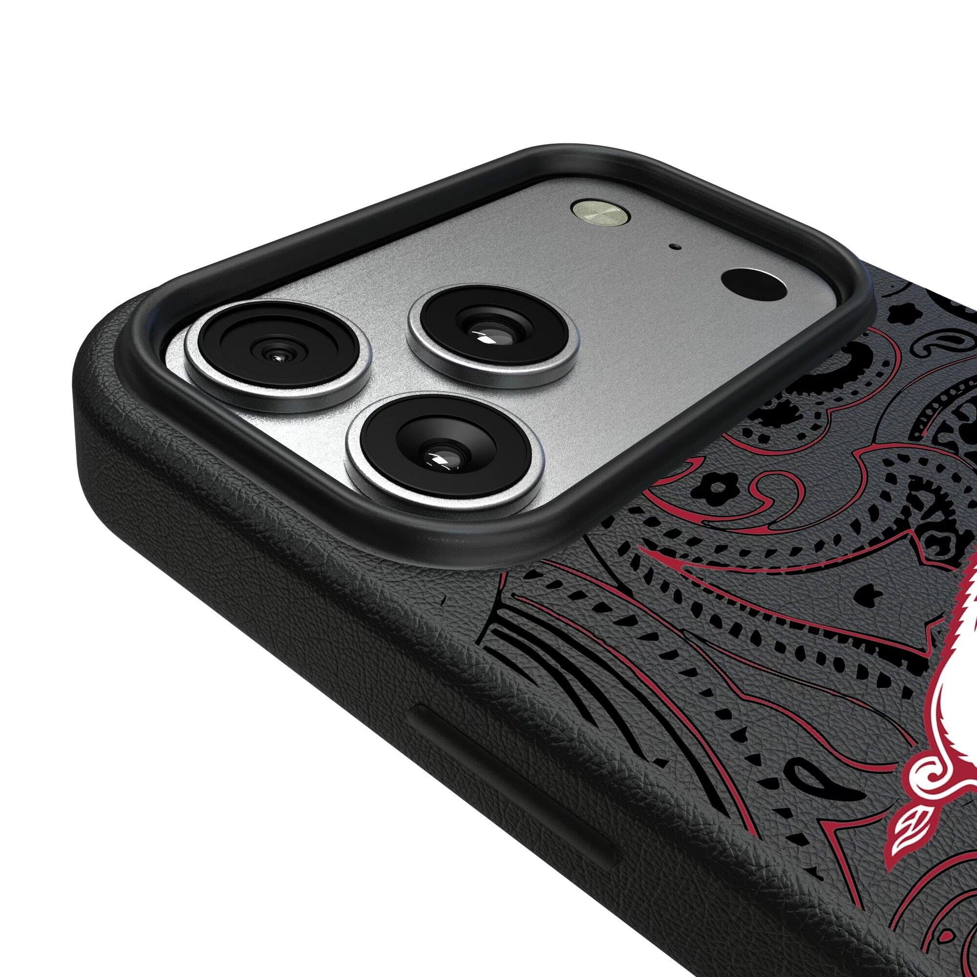 Alt View 2. Keyscaper - Arkansas Razorbacks Paisley iPhone Magnetic Bump Case - 16 Pro Max - Black.