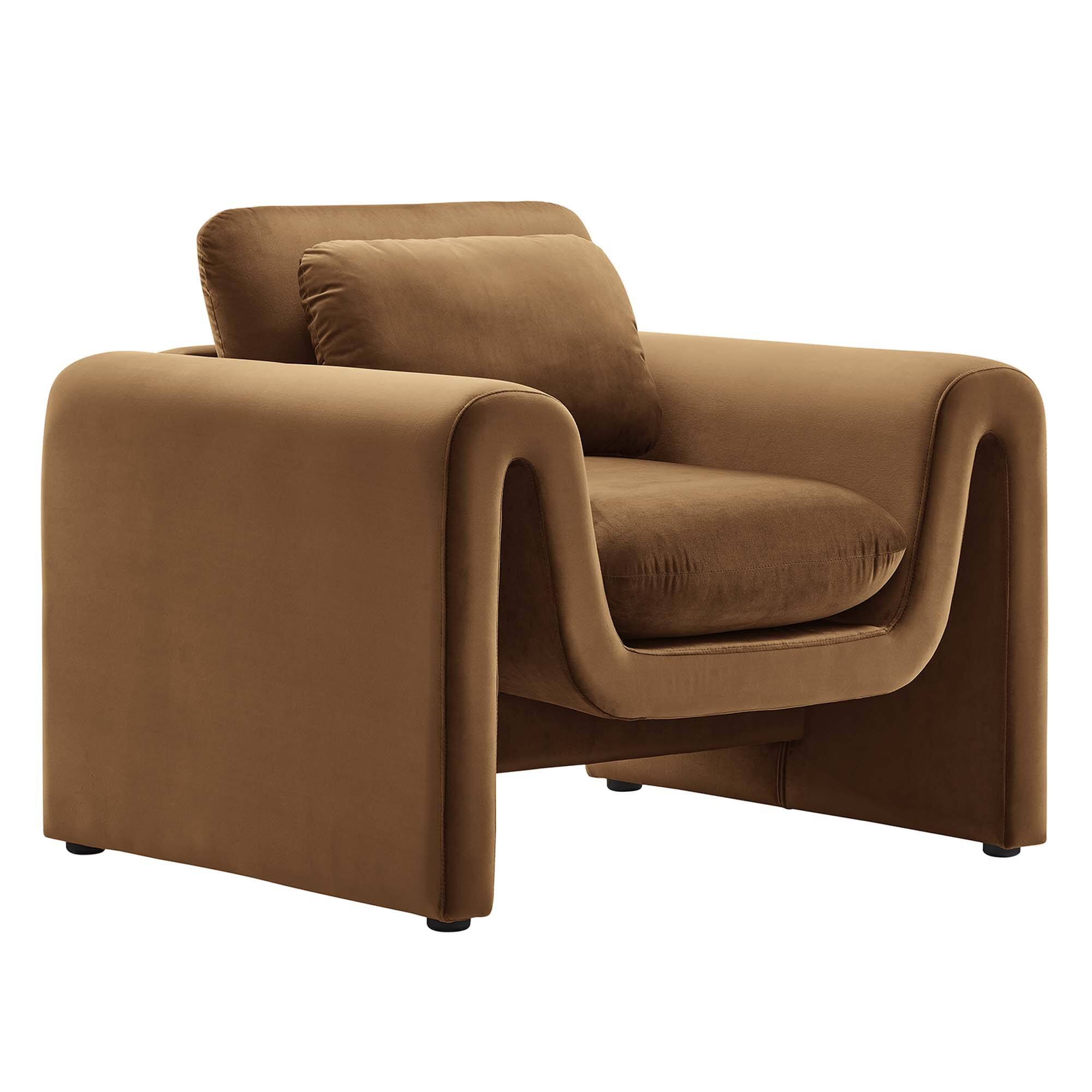 Front. Modway - Waverly Performance Velvet Armchair by Modway - Brown.