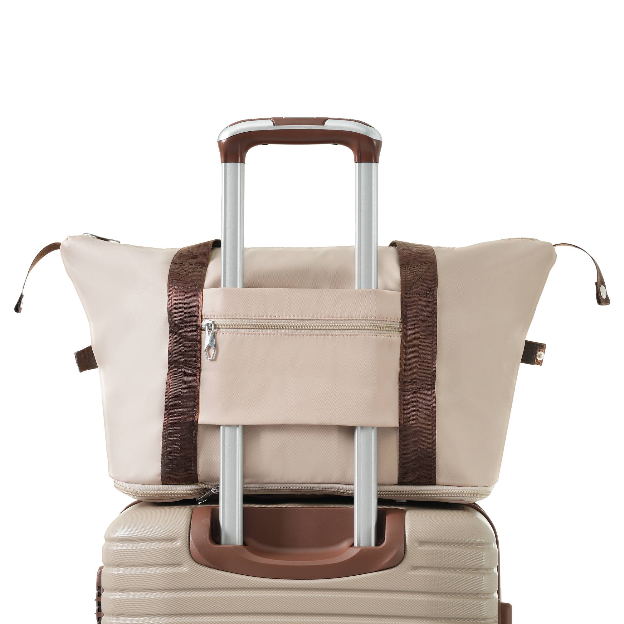 Alt View 10. Ecooso - 3-Piece 20" Carry-On Travel Set, Airline Compatible 22x14x9, ABS Suitcase with Wheels, Duffel & Toiletry Bag - khaki.