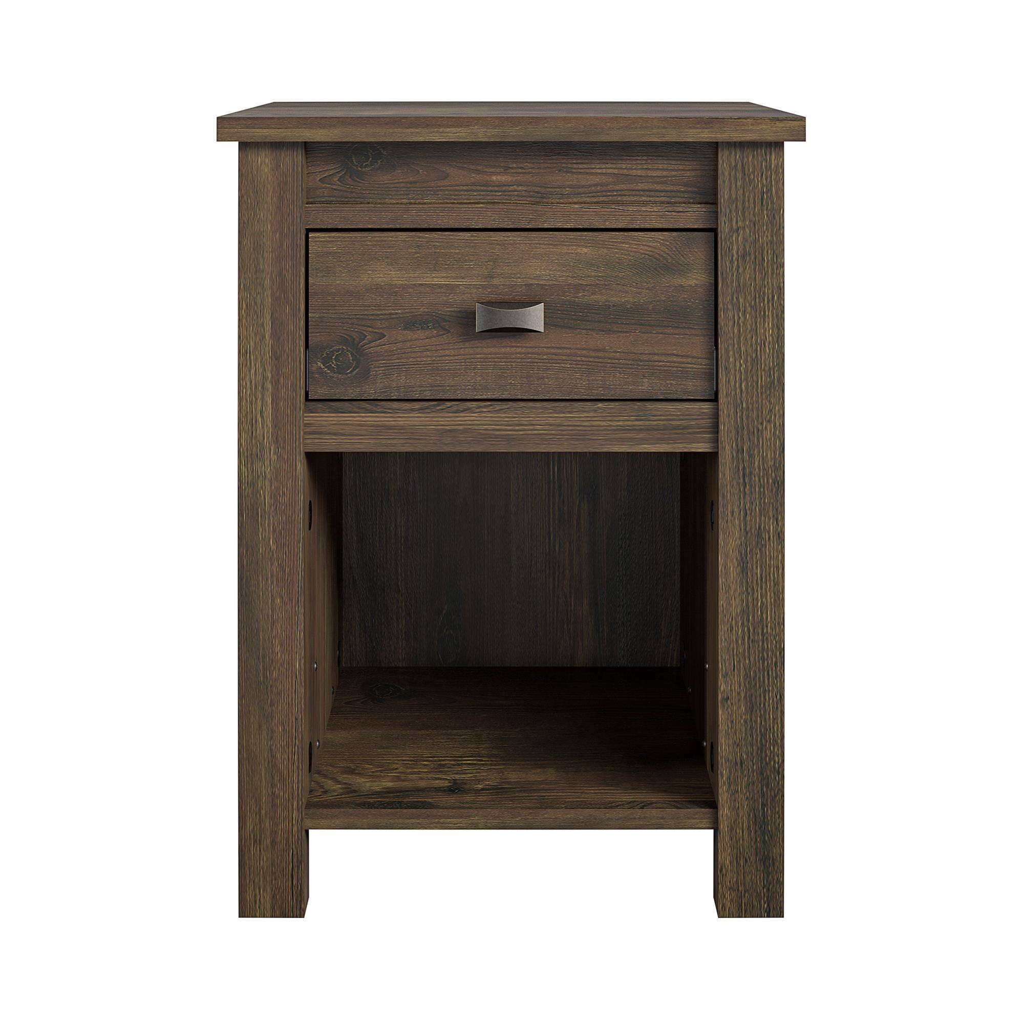 Alt View 7. Aukfa - Rustic Nightstand - Particle Board & MDF, Ample Storage, 17"L x 24"H, Retro Design for Bedroom - Brown.