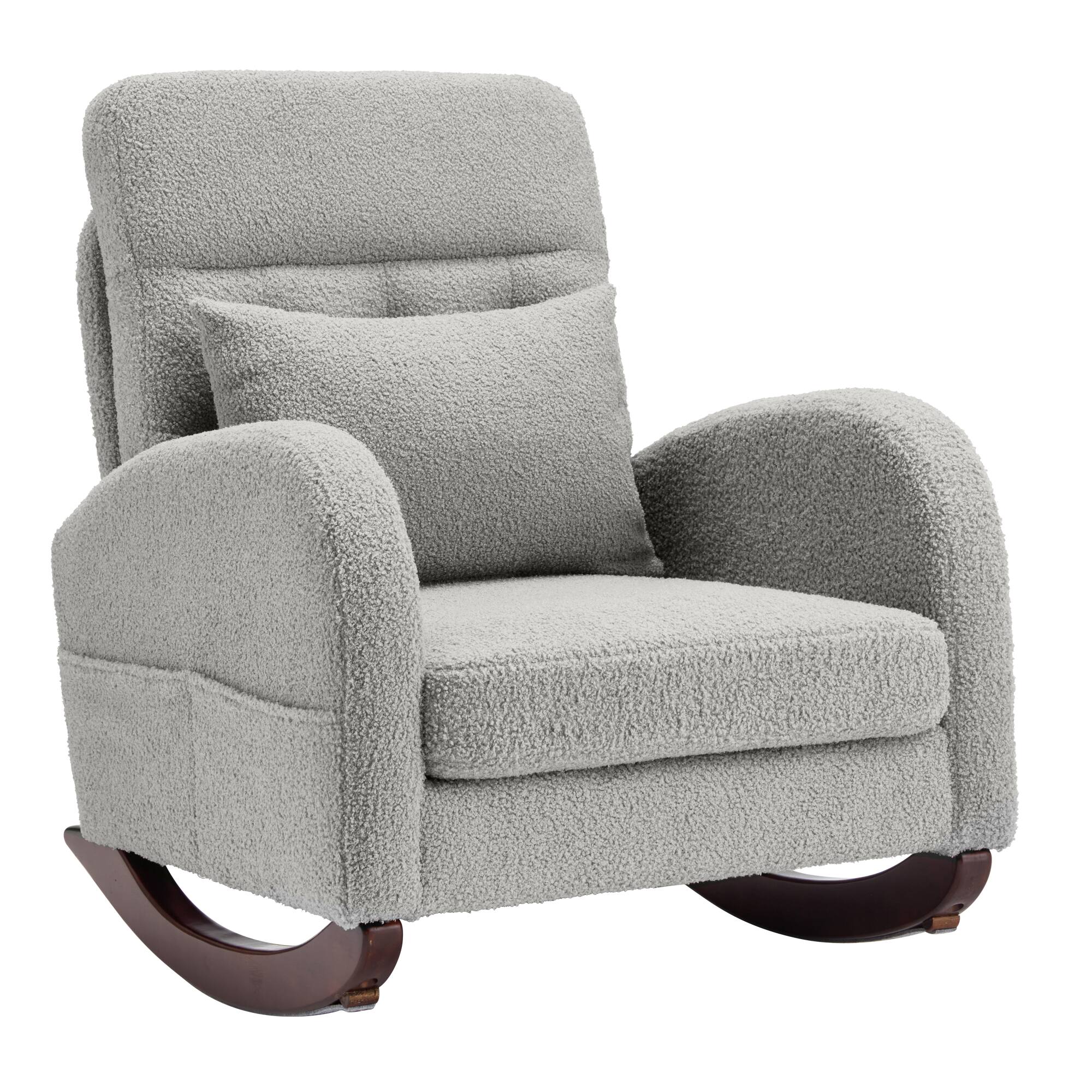 Alt View 5. U-HOMY - U-HOMY Rocking Chair, Solid Wood Glider with Ottoman, Pillow, and Blanket - Nursery and Living Room Rocker  - Grey.
