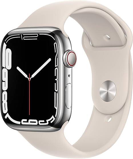 Front. Apple - Watch Series 7 Stainless 45mm (GPS + Cellular) - Silver.