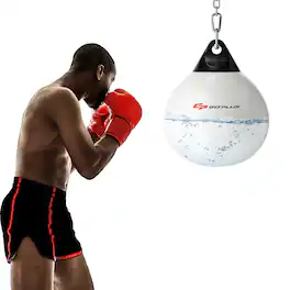 GOPLUS - 18" 110Lbs Heavy Water Filled Punching Aqua Training Boxing Bag Home Gym Hook - White