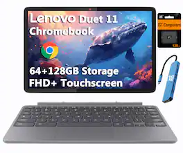 Lenovo - Duet 11 Chromebook 11" FHD+ LCD Touchscreen 2-in-1 Laptop - MediaTek Kompanio 838 2024 - 4GB RAM - 192GB - keyboard - Luna Grey