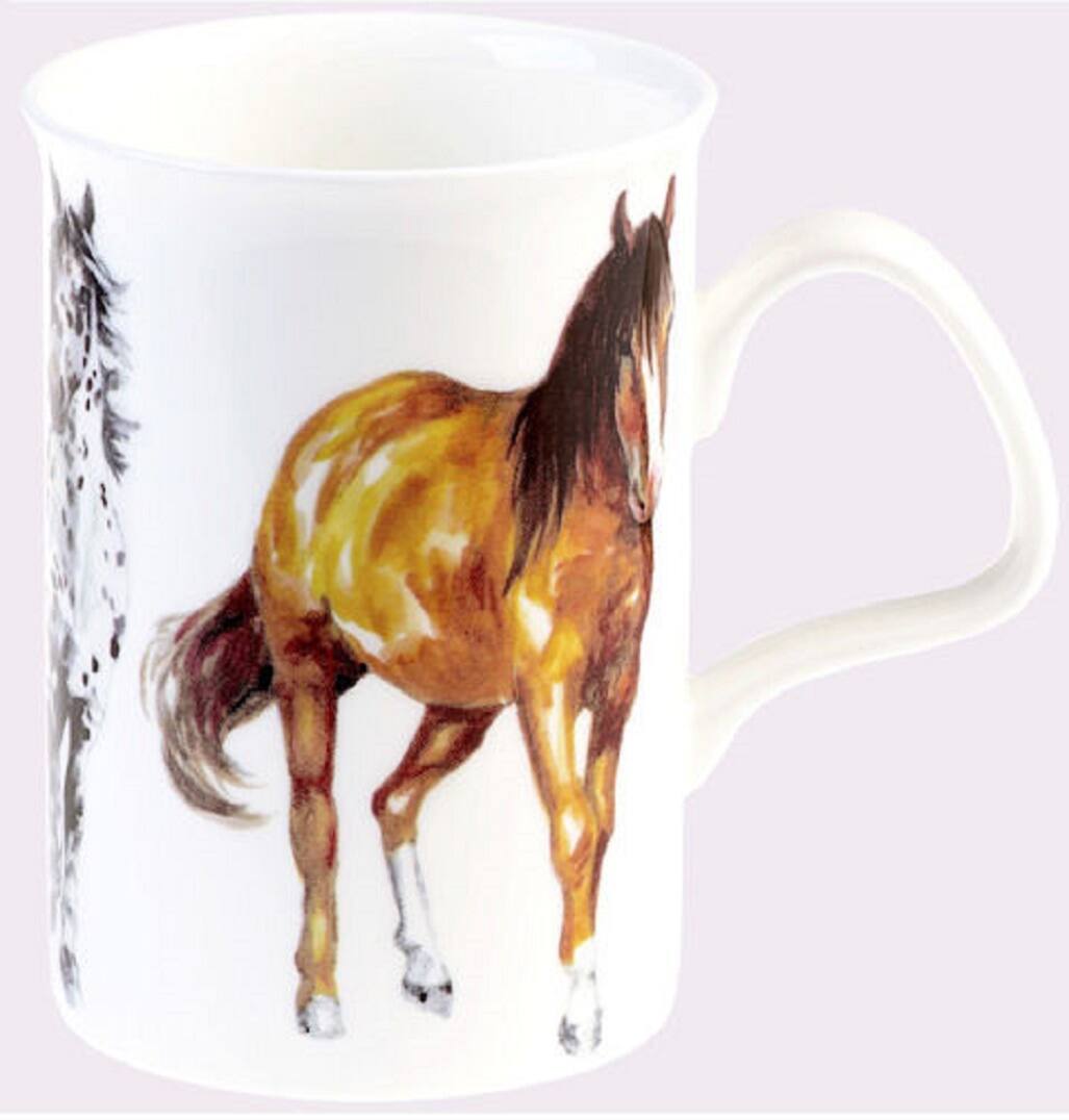 Angle. Jiallo - Roy Kirkham Lancaster Mug - My Horse Set of 6, Bone China Ceramic Made in England - Mutli color.