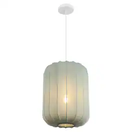 Jonathan Y - Aurelia 13.75" 1-Light Scandinavian Adjustable Lantern Metal with Ribbed Cocoon Capsule Shade LED Pendant - Dusty Blue