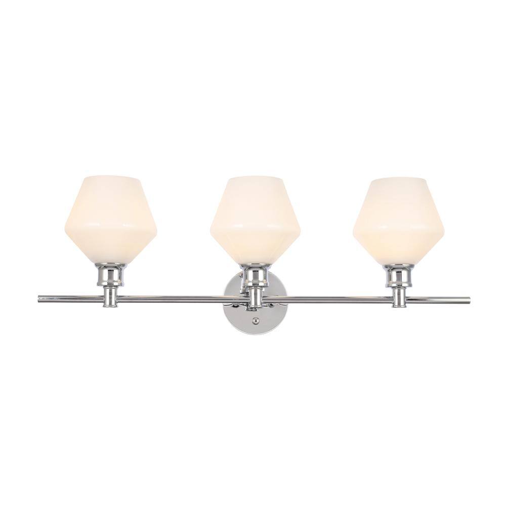 Alt View 10. Living District - Gene 3 light Chrome and Frosted white glass Wall sconce - Chrome And Frosted White Glass.