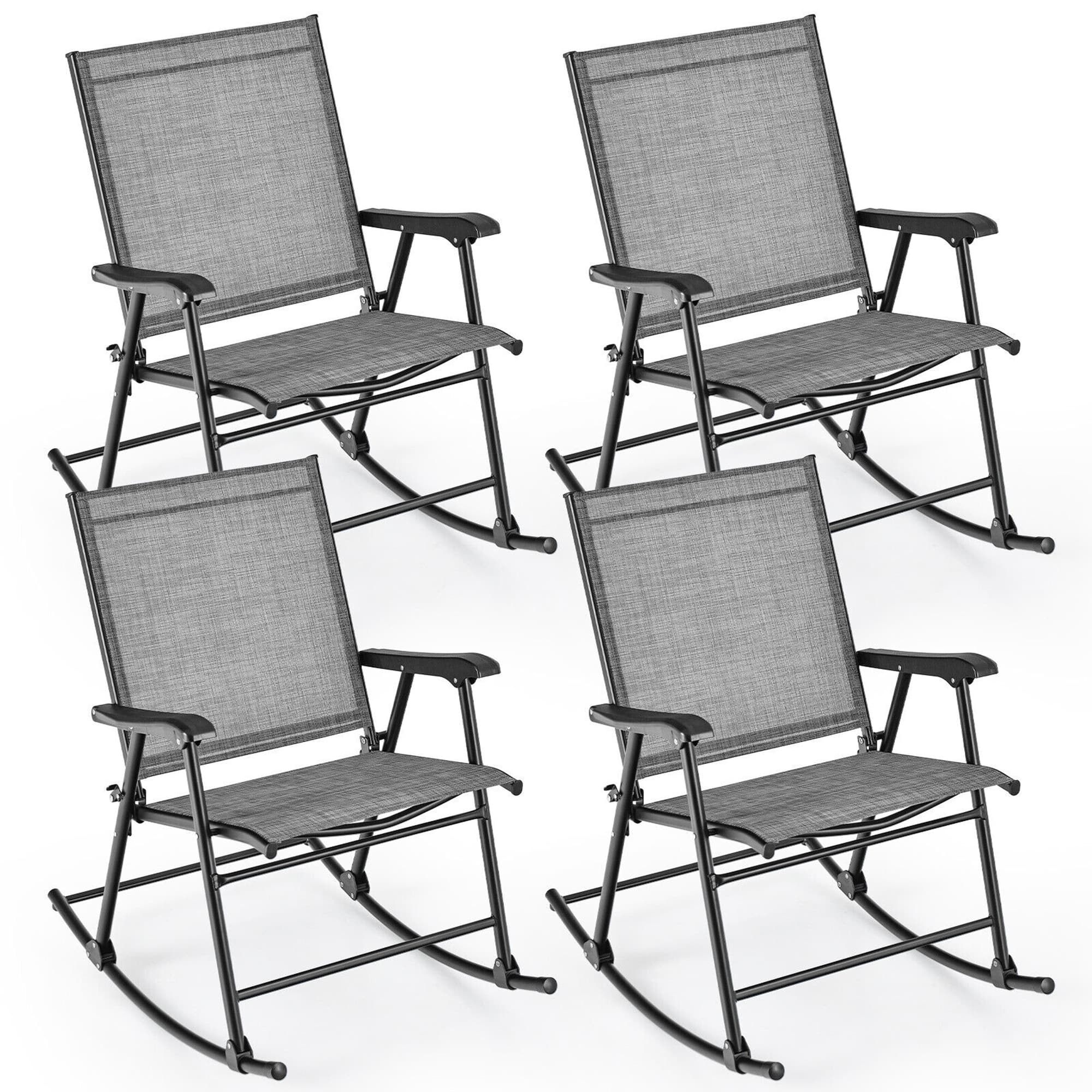 Gymax - Set of 4 Patio Rocking Char Outdoor Folding Rocker w/ Sturdy Metal Frame - Gray price history on PriceWatchPro
