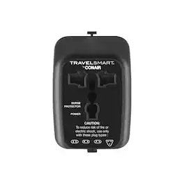 Conair - Travel Smart Type A/B For Continental Europe Adapter Plug w/USB Port - Black
