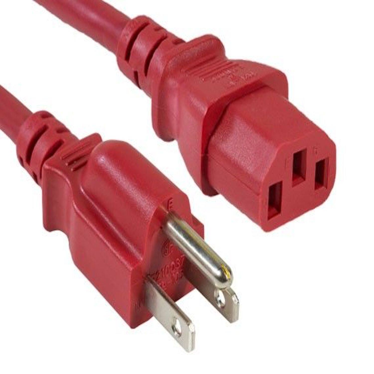 Angle. Sanoxy - SANOXY Cables and Adapters; 6ft 18 AWG Universal Power Cord (IEC320 C13 to NEMA 5-15P), Red - Red.