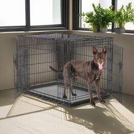 Pefilos - 36" Dog Crates for Large Dogs Folding Mental Wire Pet Cage Outdoor and Indoor Dog Kennels with Double-Door