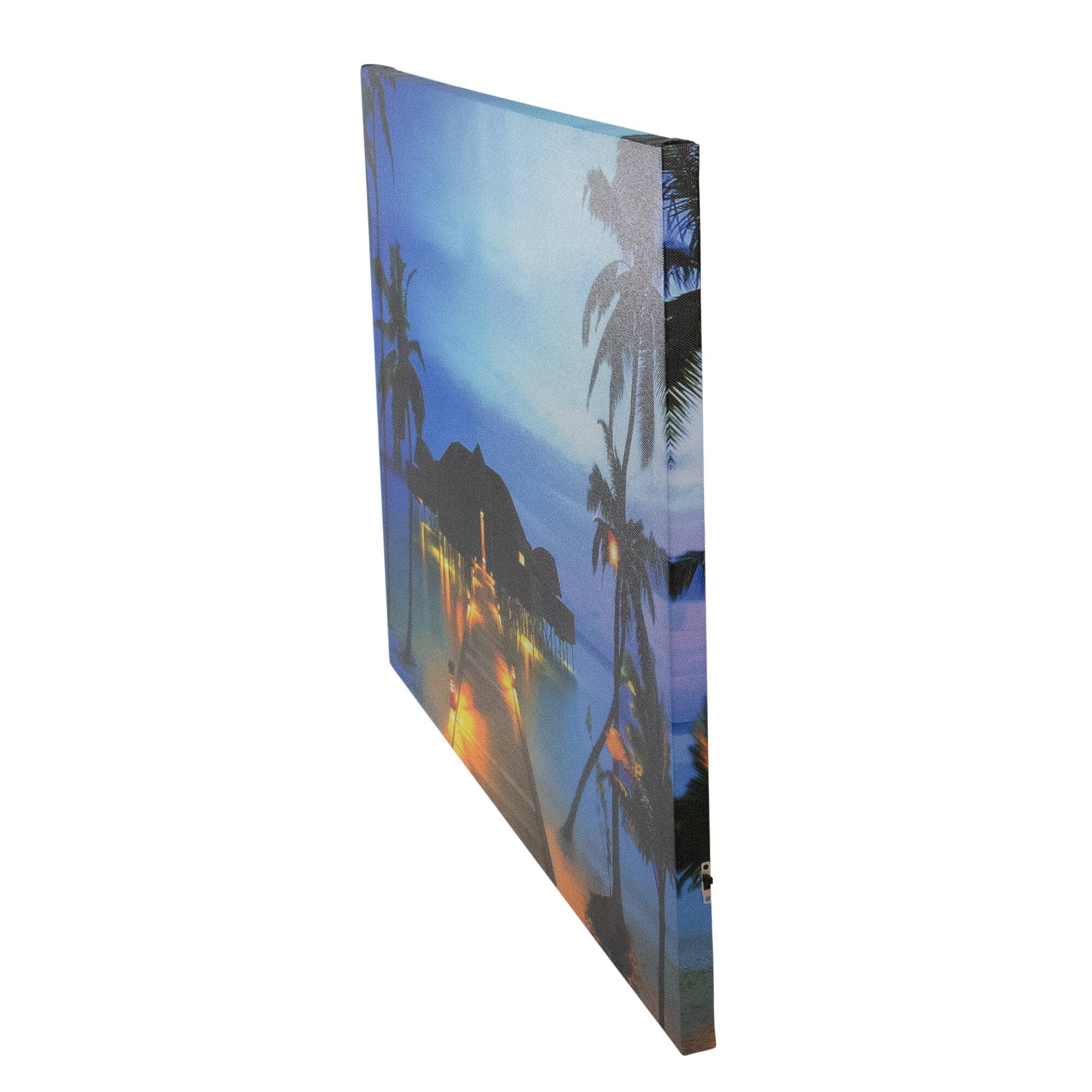 Alt View 1. Northlight - LED Lighted Tropical Paradise Island Scene Canvas Wall Art 23.5" x 15.75" - Blue.