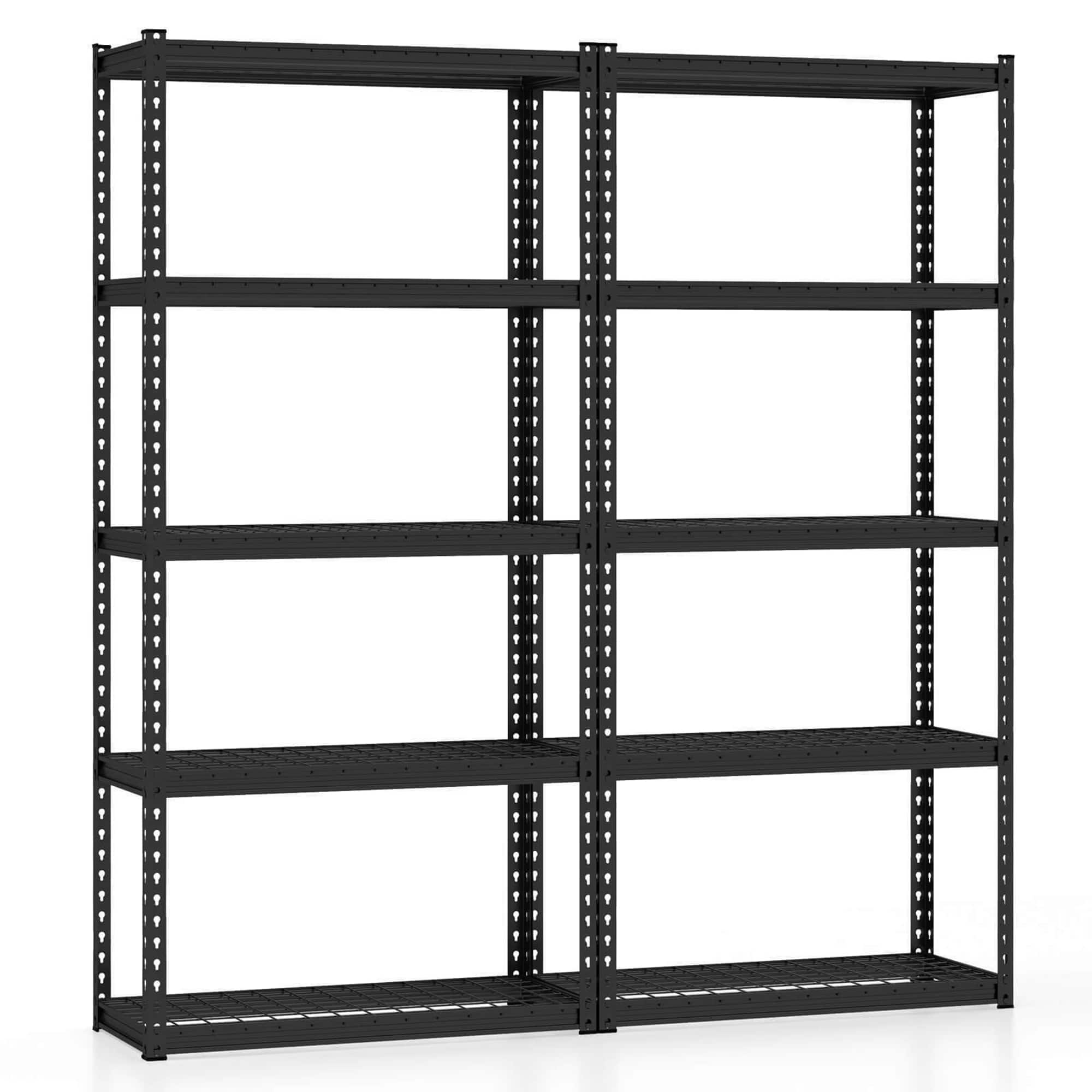 Gymax - 2PCS 5-Tier Storage Shelf Heavy Duty Storage Utility Rack Shelf w/Anti-tipping Device - Black