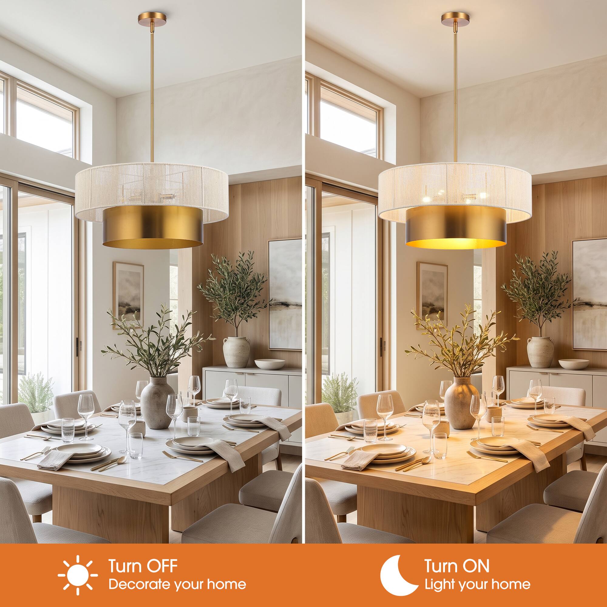 Turn OFF  
Decorate your home

Turn ON  
Light your home
