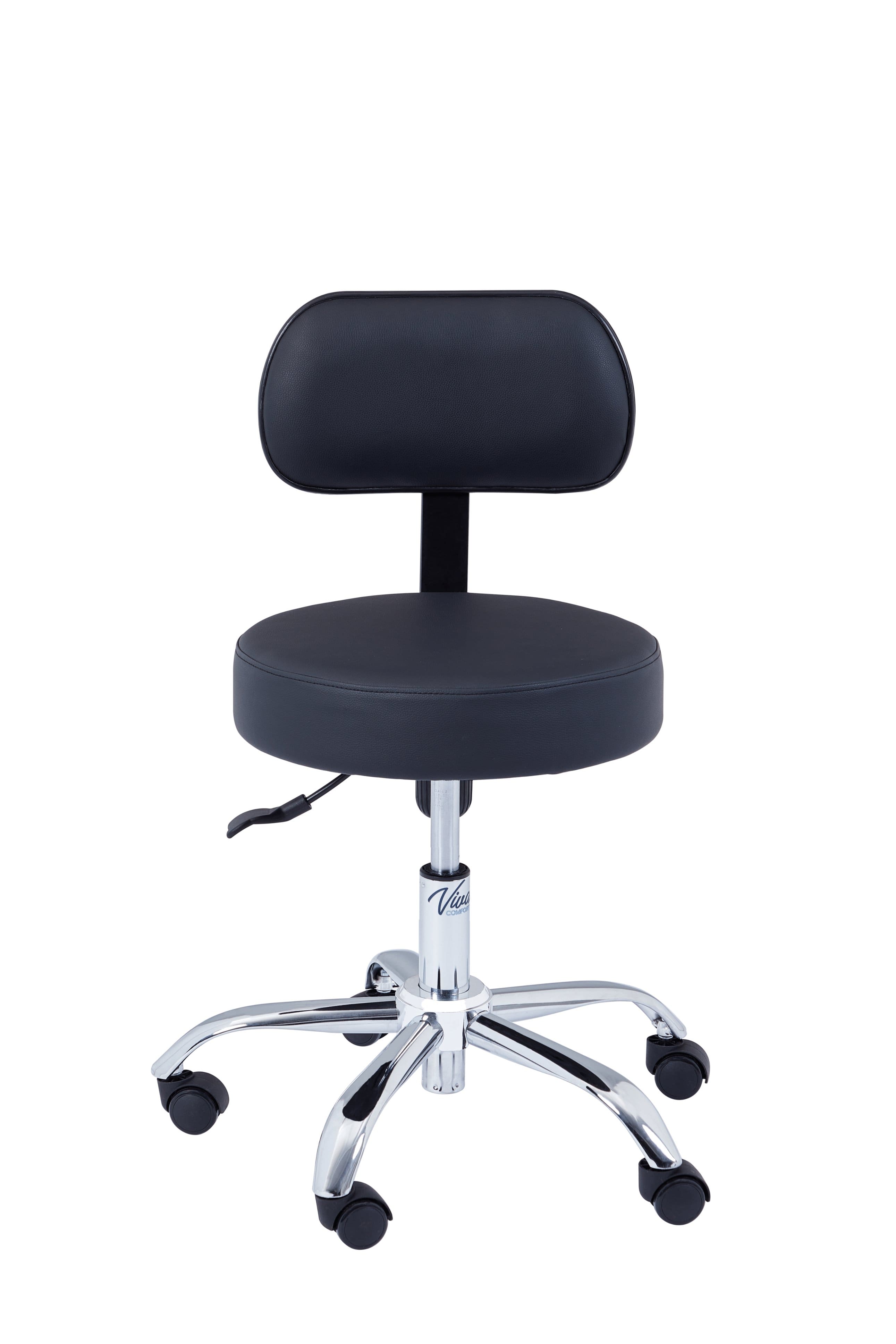 Photos - Chair VIVA Comfort - Office Stool with Contoured Backrest and Antimicrobial Upholstery, 250lb Capacity, Pneumatic Height - Black A 