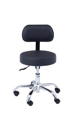 Viva Comfort - Office Stool with Contoured Backrest and Antimicrobial Upholstery, 250lb Capacity, Pneumatic Height - Black