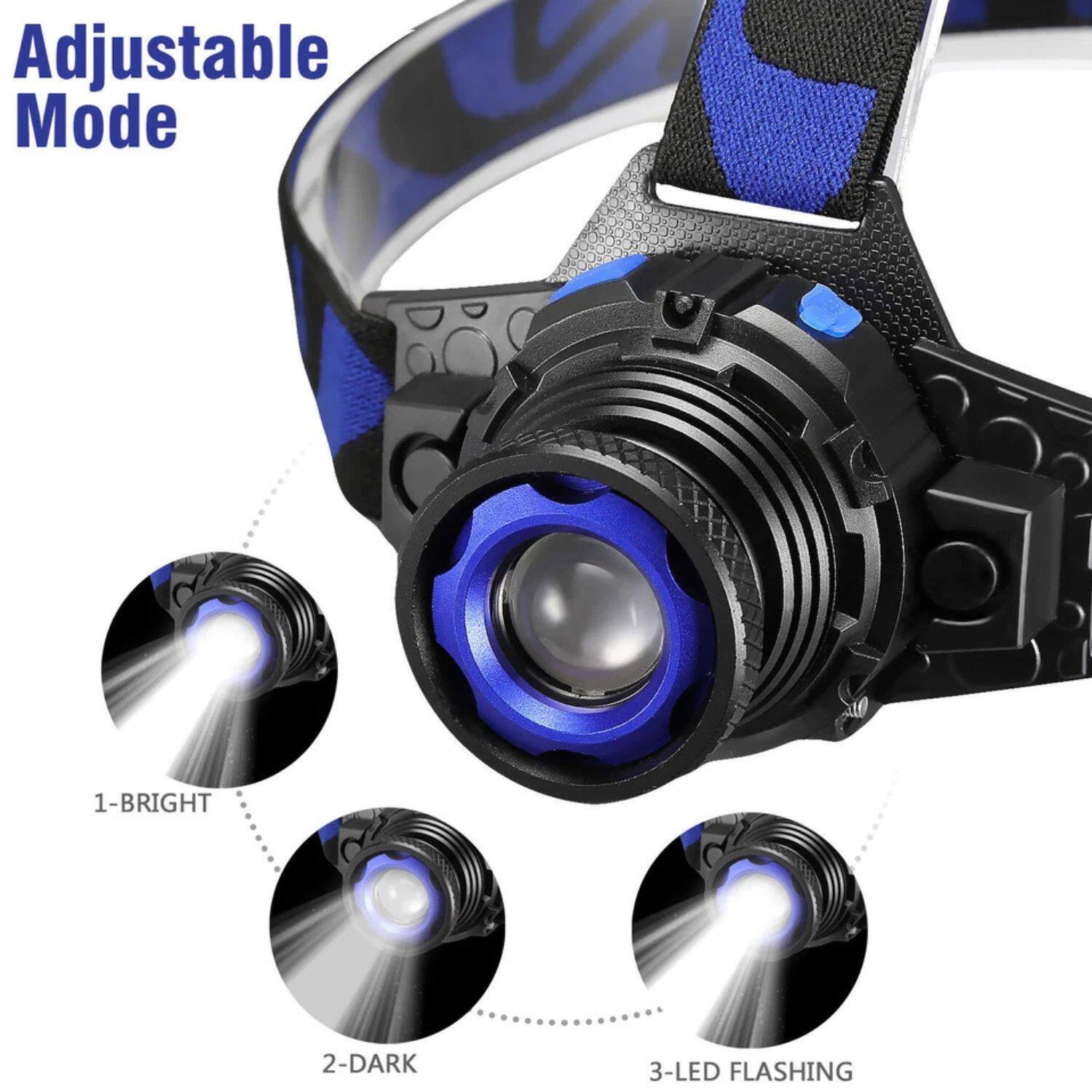 Alt View 2. Home Collection - Zoomable LED Headlamp Flashlight with Rechargeable Battery and USB Charger – Adjustable Headlight.