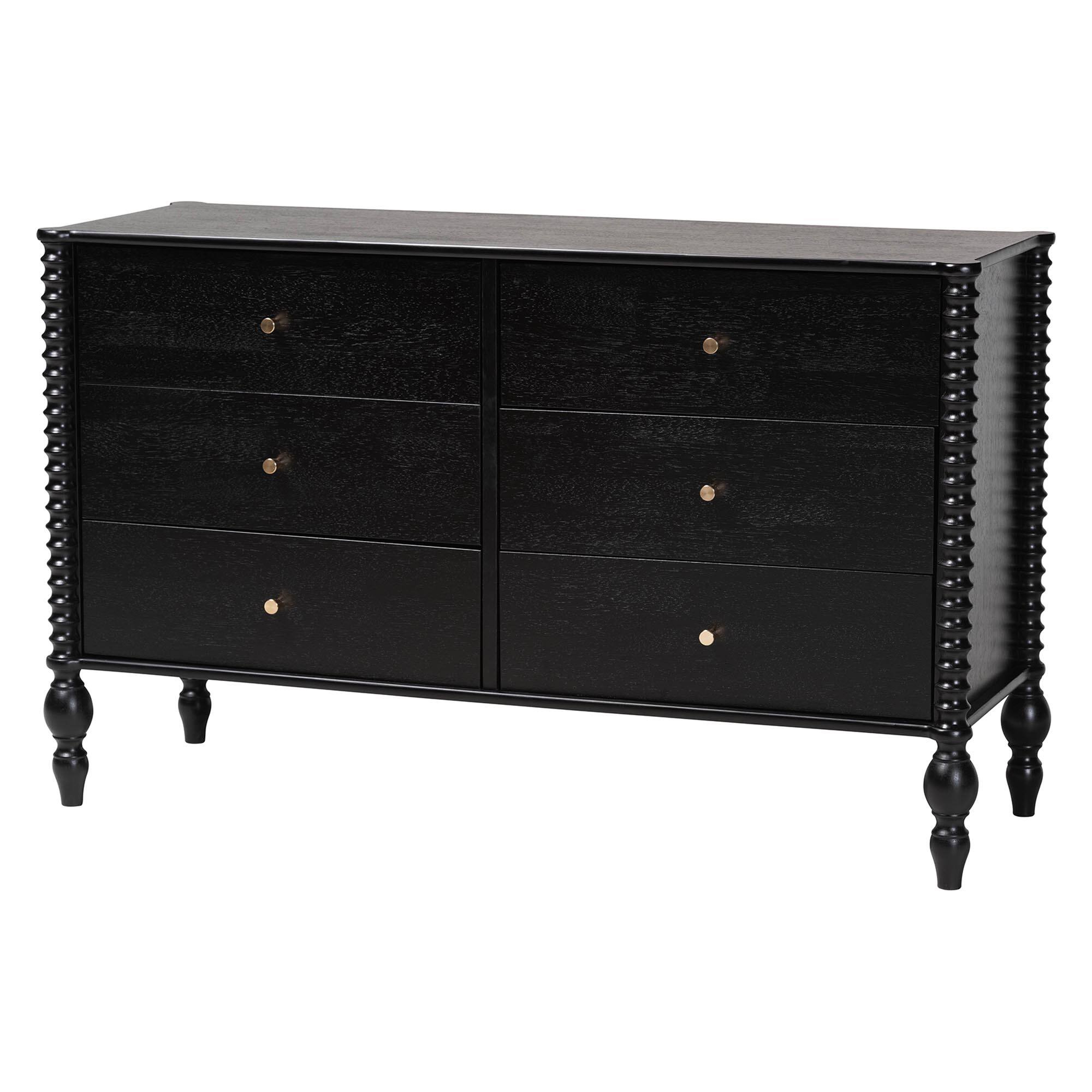 Alt View 1. Baxton Studio - Callison Spindle 4-Piece Bedroom Set - Platform Bed with Matching Dresser and 2-Drawer Nightstands, Twin - Black.