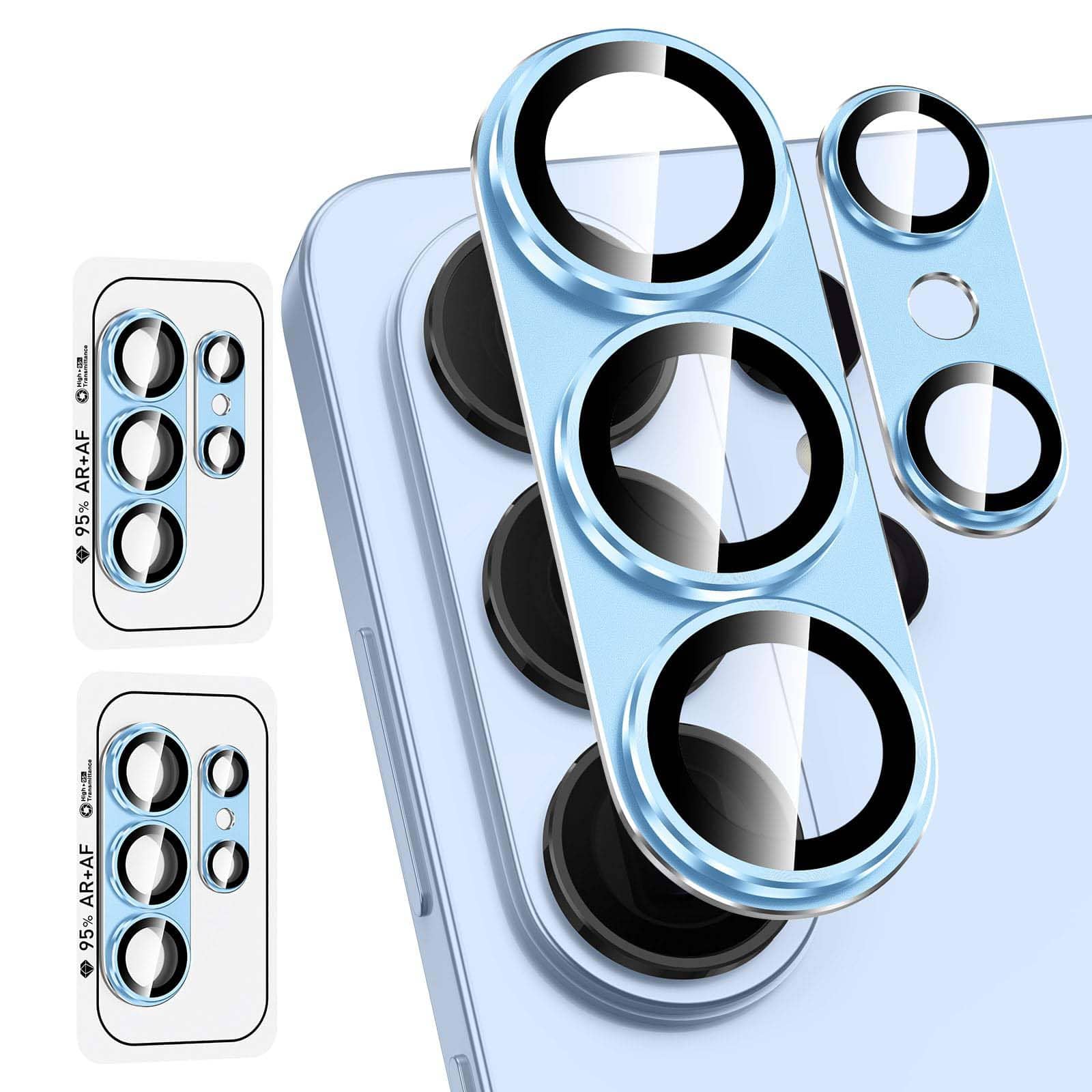 Dteck - 2 Pack Camera Lens Protector for Samsung Galaxy S26 Ultra, Case Friendly Matte Metal 9H Tempered Glass Lens Cover - Light Blue