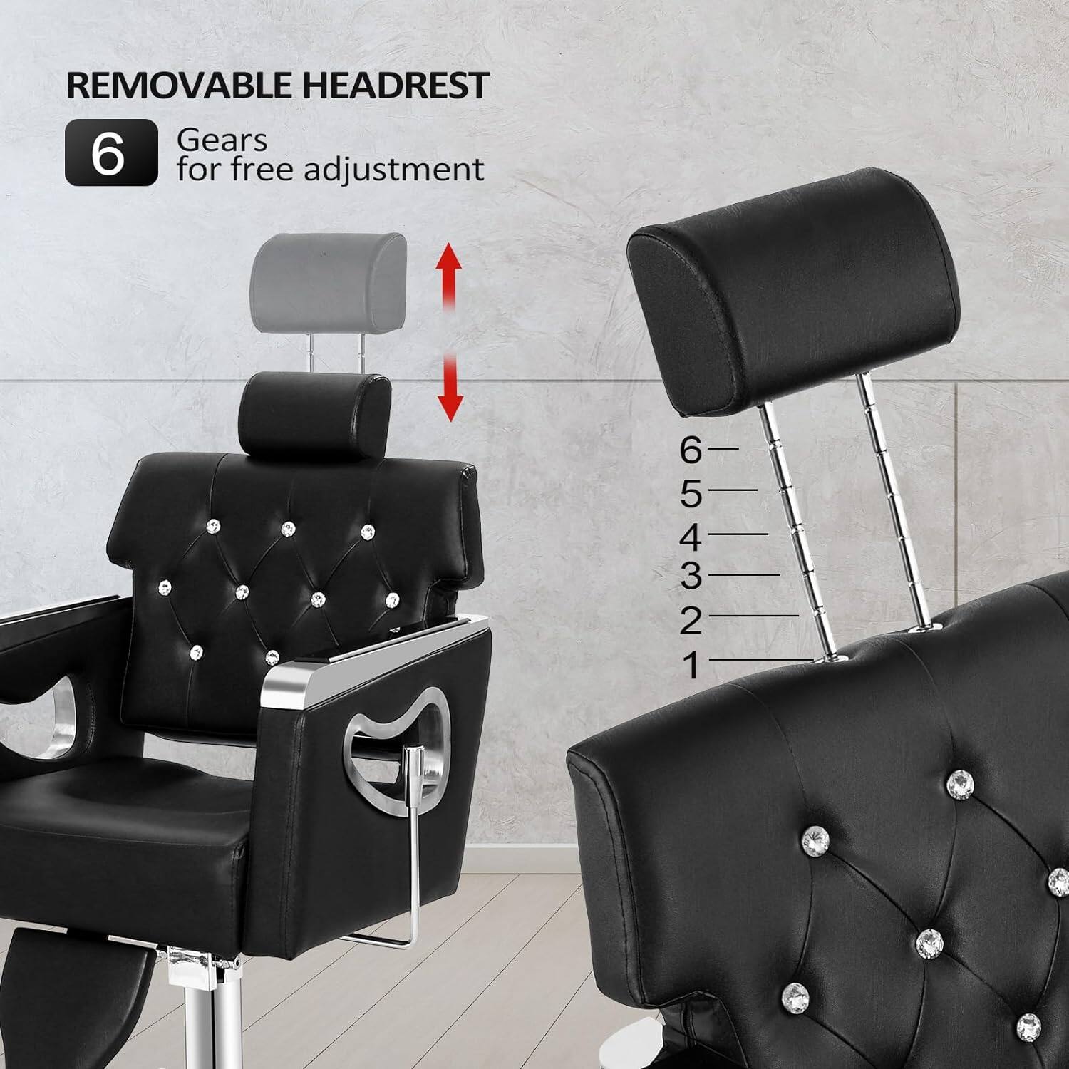 REMOVABLE HEADREST  
6 Gears for free adjustment