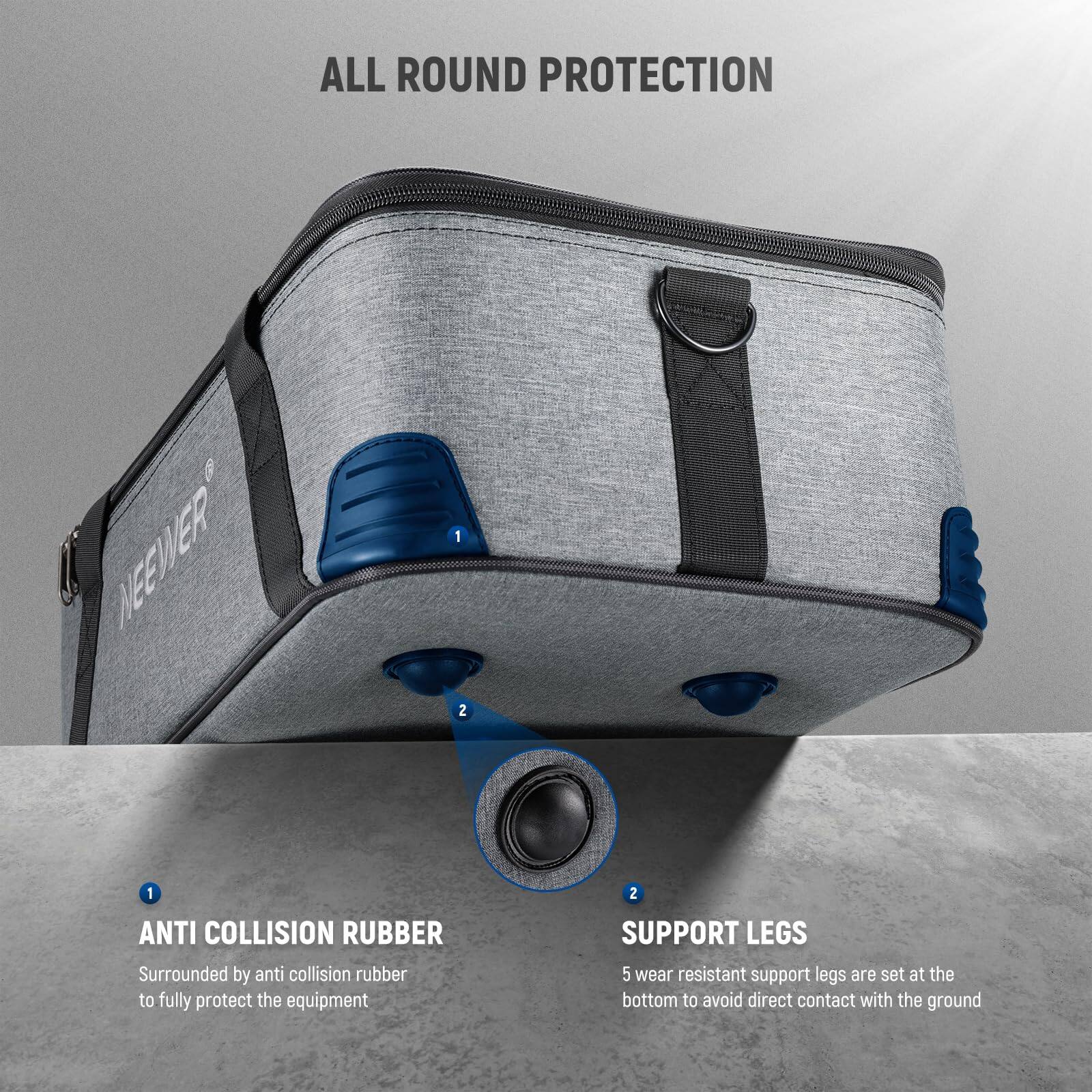 ALL ROUND PROTECTION

ANTI COLLISION RUBBER
Surrounded by anti collision rubber to fully protect the equipment

SUPPORT LEGS
5 wear resistant support legs are set at the bottom to avoid direct contact with the ground